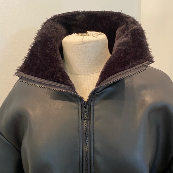 NA-KD Womens Black Faux Leather Coat with Zipper Closure w Faux Fur Lining / 36 - Picture 6 of 16